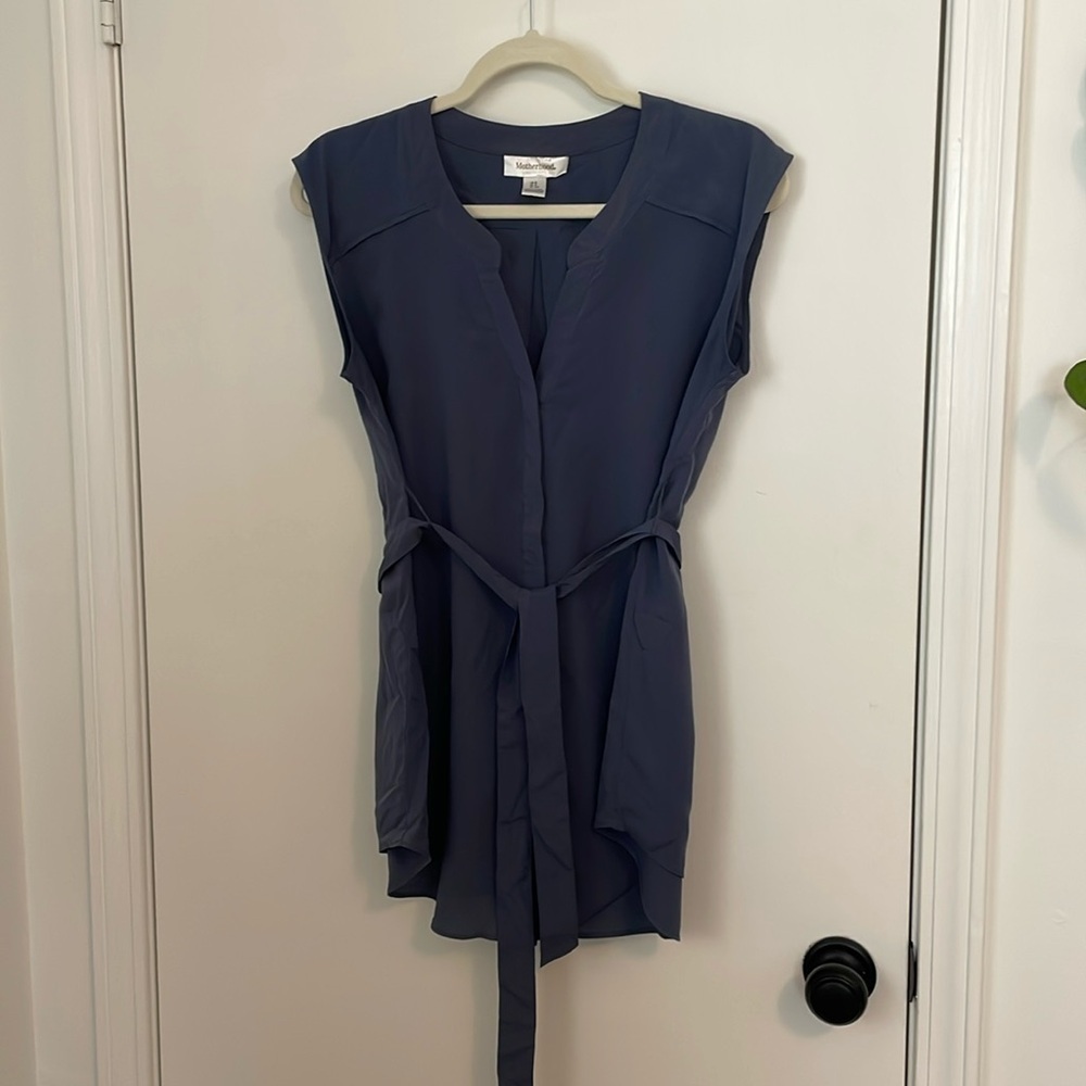 Motherhood Maternity Blue Sleeveless Belated Tunic